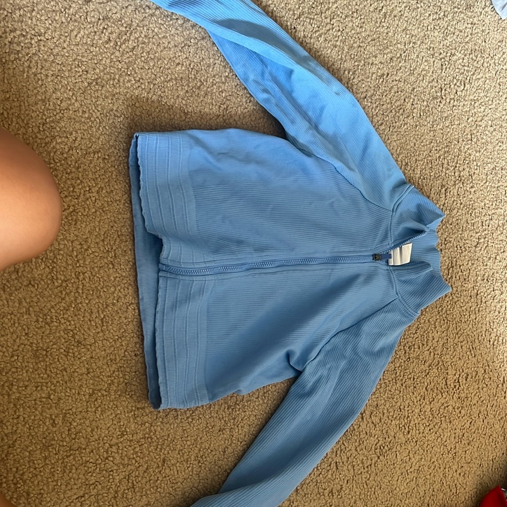 Blue fabletics bbl cropped jacket